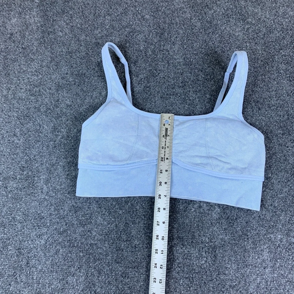 Yogalicious Stonewash Rib Seamless Bra Womens XL Blue Textured Mystic Muse Yoga